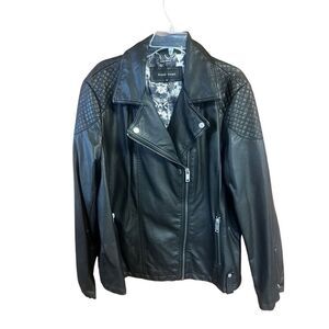 Black Rivet Faux Soft Leather Jacket Black Sz 2XL NWT